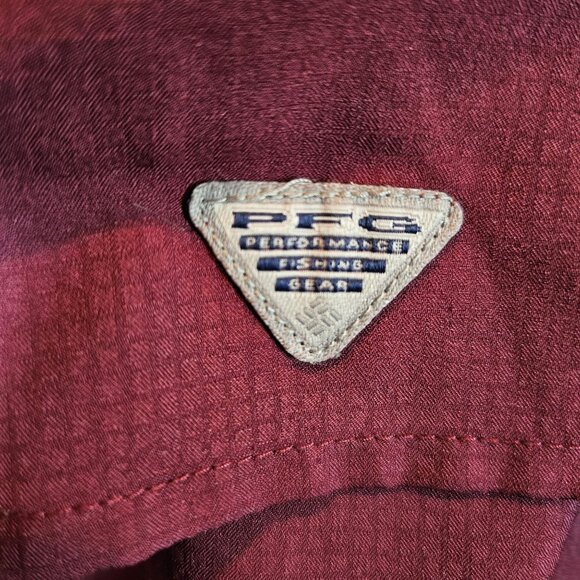 Columbia PFG Women Long Sleeve Shirt M Omni-Shade UV Protection Burgundy ripstop - Picture 4 of 15